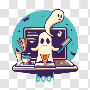 Happy Halloween - Ghost Drawing At Desk Transparent PNG