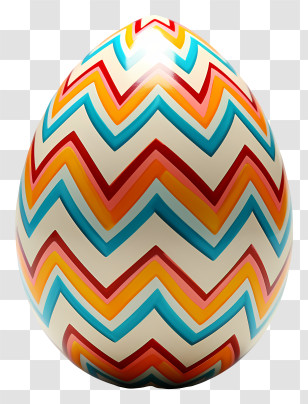 Easter Egg - Bright Zigzag Pattern Easter Egg Transparent PNG