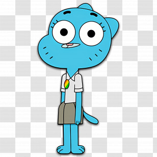 Amazing World - Smiling Blue Cat Cartoon Character Transparent PNG