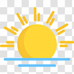 Morning Sun - Rising Sun Icon With Sunbeams Transparent PNG