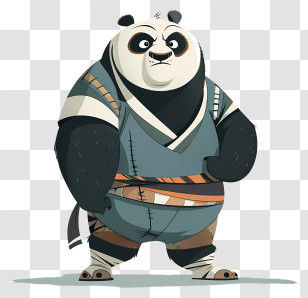 Kung Fu Panda - Illustrated Cartoon Panda With Martial Arts Theme Transparent PNG