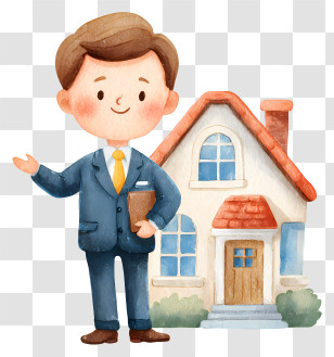 Real Estate Agent Giving House Tour - Real Estate Agent With House Cartoon Illustration Transparent PNG