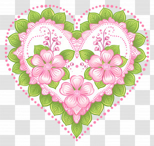 Heart Flower - Pink Floral Heart Pattern Design Transparent PNG