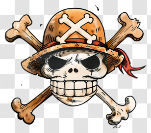 One Piece Jolly Roger - Pirate Skull With Crossbones Illustration Transparent PNG