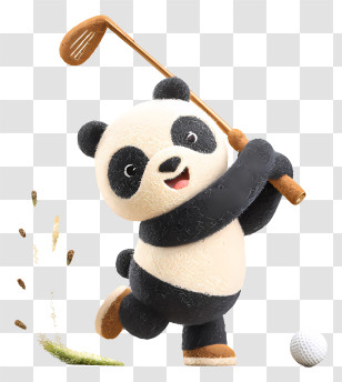 Panda Playing Golf - Panda Playing Golf Happily Transparent PNG