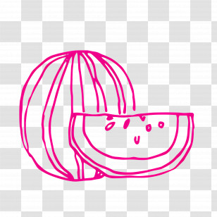 Food Sketch - Pink Watermelon Doodle Illustration Transparent PNG