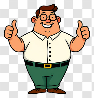 Chubby Man - Cartoon Man With Thumbs Up Transparent PNG