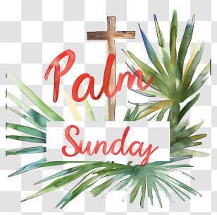 Palm Sunday - Palm Sunday Sign With Palm Leaves And Cross Transparent PNG