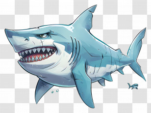Shark - Cartoon Illustration Of A Fierce Shark Transparent PNG