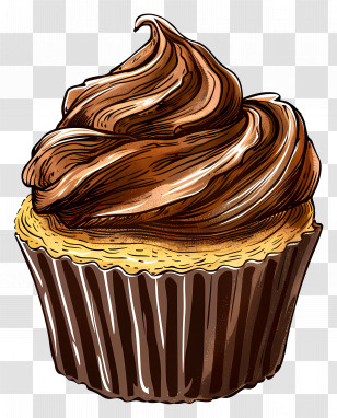 Cupcake Vintage - Gourmet Chocolate Cupcake With Swirl Frosting Transparent PNG