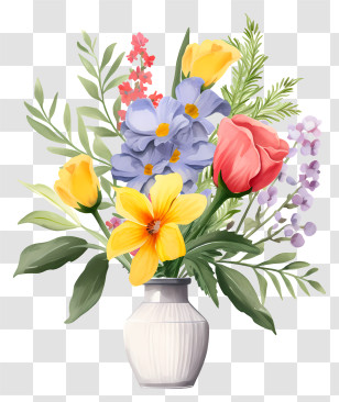 Vase - Beautiful Flower Bouquet In Vase Transparent PNG