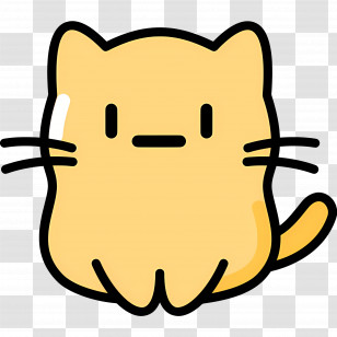 Cat Emoji - Yellow Cartoon Cat With Minimalistic Features Transparent PNG