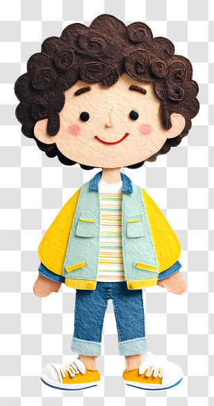 Benny Blanco - Curly-haired Boy In Colorful Jacket Transparent PNG