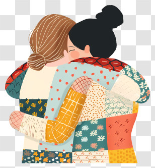 Best Friends - Two People Hugging In Colorful Clothes Transparent PNG