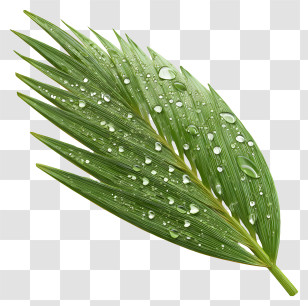 Fresh Leaf - Palm Leaf With Water Droplets Transparent PNG
