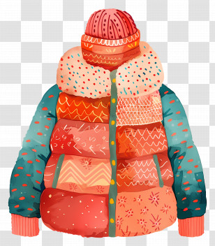 Winter Coat - Colorful Winter Jacket Illustration Transparent PNG