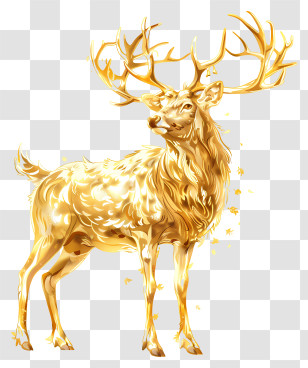 Golden Reindeer - Majestic Golden Deer With Antlers Transparent PNG
