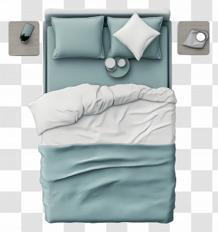 Bed Top View - Comfortable Bed With Pillows Transparent PNG