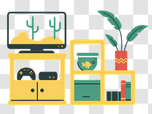 Background - Living Room With TV And Game Controller Transparent PNG