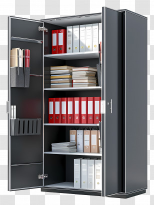 Office Cupboard - Organized Storage Cabinet With Files And Books Transparent PNG