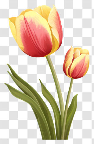 Keywords Tulips - Red-and-Yellow Tulips Illustration Transparent PNG