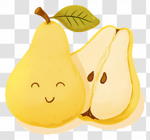 Cartoon Pears - Cute Cartoon Pear With A Happy Face Transparent PNG