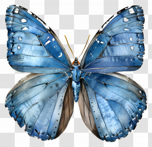 Blue Butterfly - Detailed Blue Butterfly Illustration Transparent PNG