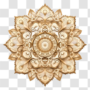 Floral Design - Golden Ornamental Mandala Design Transparent PNG