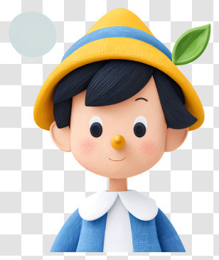 Pinocchio - Cute Wooden Doll Character Transparent PNG