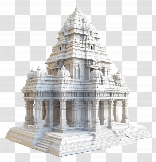 Hindu Temple - Intricate White Temple Structure Transparent PNG