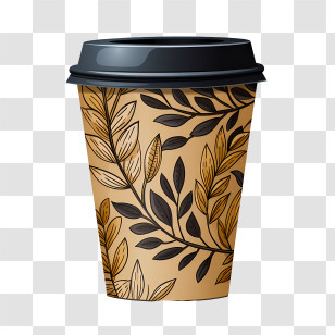 Paper Cup - Decorative Coffee Cup With Lid Transparent PNG