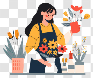 Florist Arranging Flowers - Florist Arranging Beautiful Flowers Transparent PNG