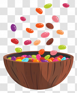 Jelly Beans - Colorful Jelly Beans In Wooden Bowl Transparent PNG