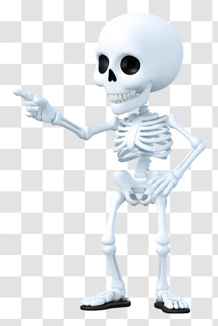 Cute Halloween Character Pointing - Pointing Cartoon Skeleton Transparent PNG