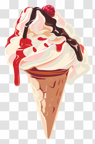 Gelato - Delicious Ice Cream Cone Illustration Transparent PNG