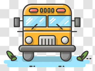 School Bus - Cute Yellow School Bus Illustration Transparent PNG