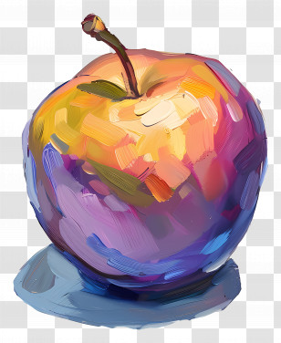 Oil Painting - Artistic Multicolor Apple Illustration Transparent PNG