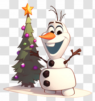 Frozen Olaf - Cheerful Snowman With Christmas Tree Transparent PNG