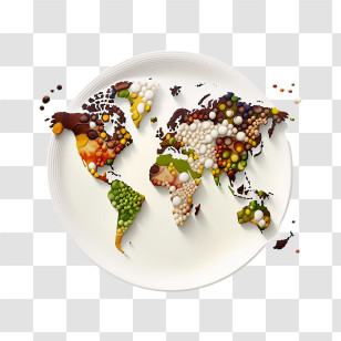 World Food Day
 - World Map Made Of Food On Plate Transparent PNG