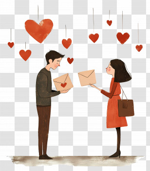 Love Letters For Her - Couple Exchanging Love Letters Transparent PNG