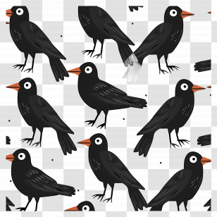 Crow Pattern - Pattern Of Black Birds Illustration Transparent PNG