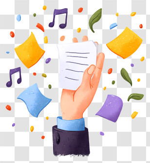 Cartoon Hand Holding Notes - Hand Holding Papers Celebration Transparent PNG