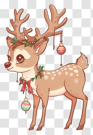 Cute Christmas Reindeer - Decorated Christmas Reindeer Transparent PNG