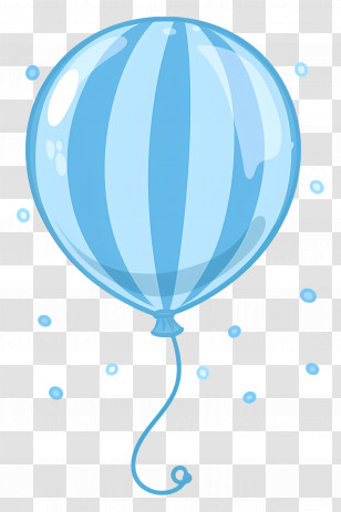 Single Balloon - Blue Balloon With Shiny Stripes Transparent PNG