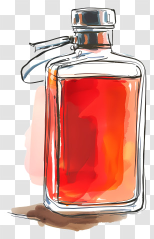 Campari Flask - Glass Bottle With Red Liquid Transparent PNG