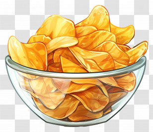 Crispy Potato Chips - Glass Bowl Of Crispy Potato Chips Transparent PNG