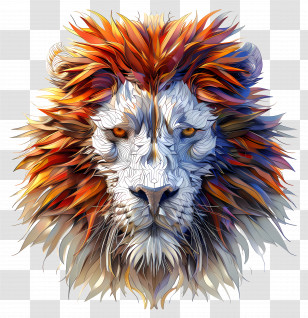 Lion Face - Artistic Patterned Lion Head Design Transparent PNG