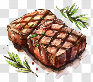 Grilled Steak - Grilled Steak With Rosemary Garnish Transparent PNG