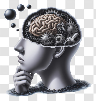 Thinking Process - Mechanical Brain Illustration Transparent PNG