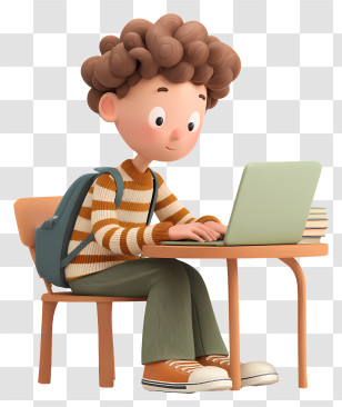 Student Using Computer - Happy Student With Laptop Illustration Transparent PNG